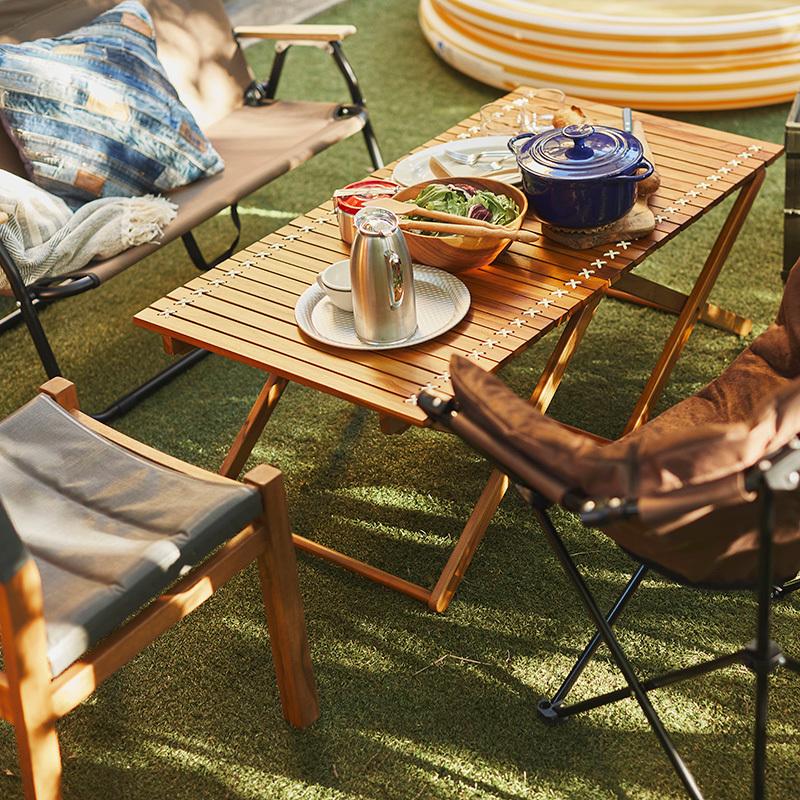 アウトドア テーブル 折りたたみ 幅110cm キャンピング キャンプ 木製