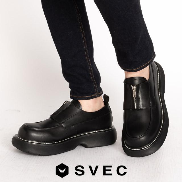 SVEC（シュベック） スリッポン メンズ カジュアルシューズ 厚底 革靴