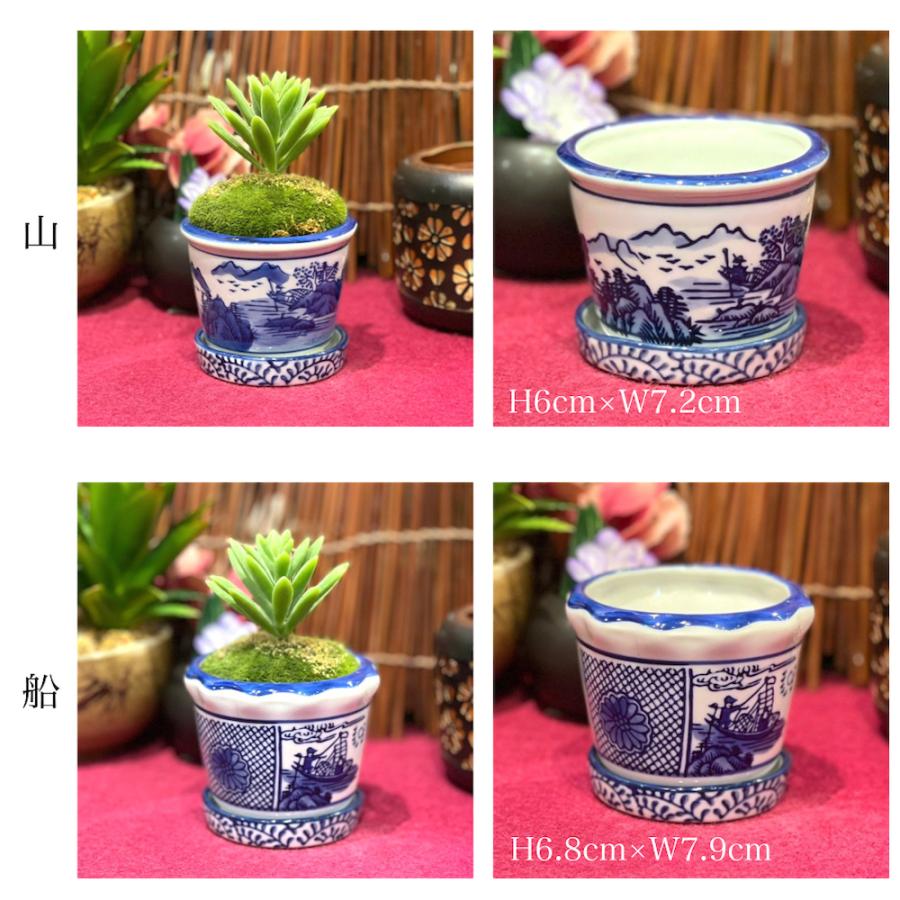 青花十二柄植木鉢 sl-a11 ミニポット 植木鉢 鉢 和風 和柄 盆栽 多肉