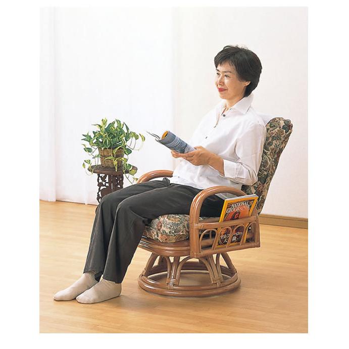 今枝商店 籐(ラタン)椅子 リクライニング回転座椅子 座面高37センチ S