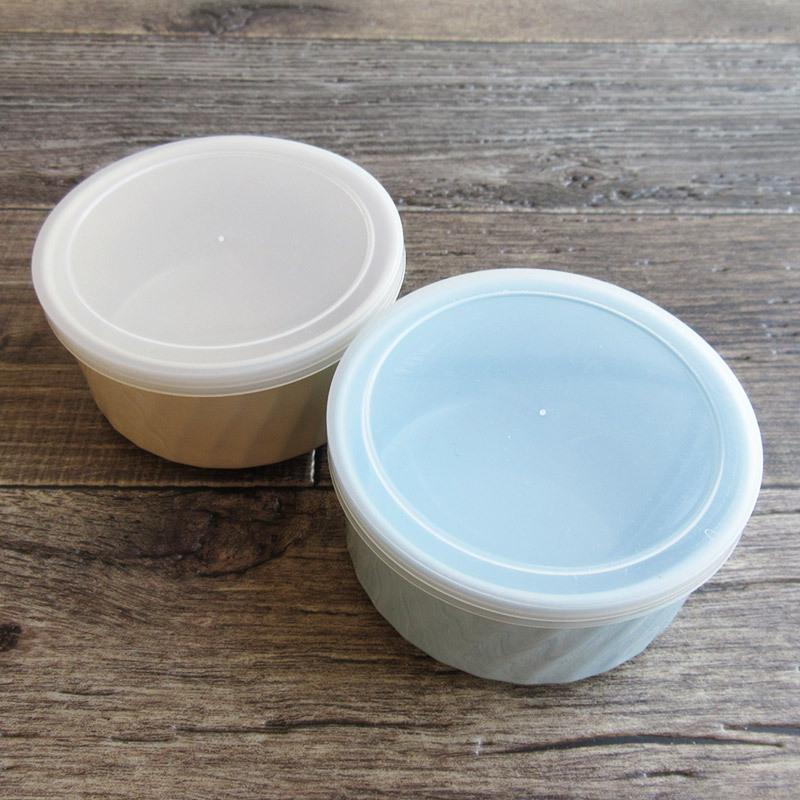 昭和レトロ 保存容器 2個セット（おろし付き）/ ストッカー 蓋物 陶器