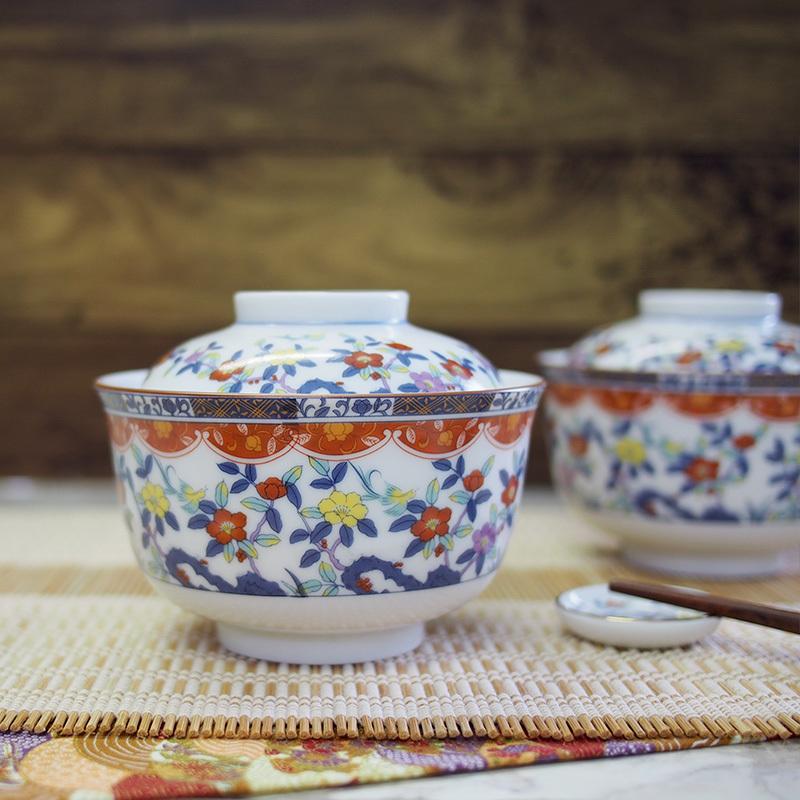 蓋付き煮物碗 和食器 蓋向 天王窯 翔優作 オリエンタル 花柄 花鳥柄