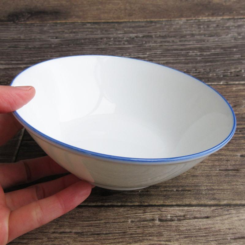 サラダボウル 小鉢 食器 ブルーライン ホーロー風 中鉢 白い食器