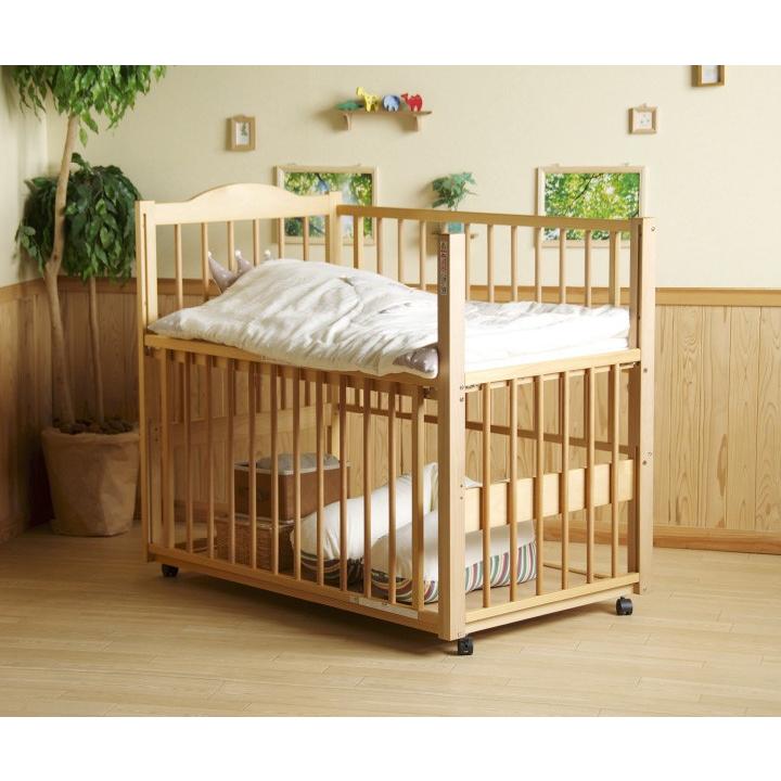 石崎家具 日本製 ベビーベッド「ツースライドベッド」 ハイタイプ