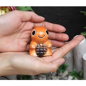 信楽焼 ミニ亀 オレンジ 長寿にご利益がある亀 縁起物のかめ置物 陶器