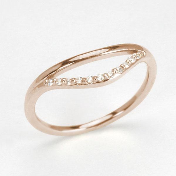 ピンクゴールド 指輪 ピンキーリング ダイヤモンド レディース k18 18k