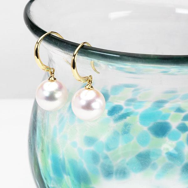 パール ピアス 18金 18k 真珠 あこや本真珠 8mm アメリカン フック式