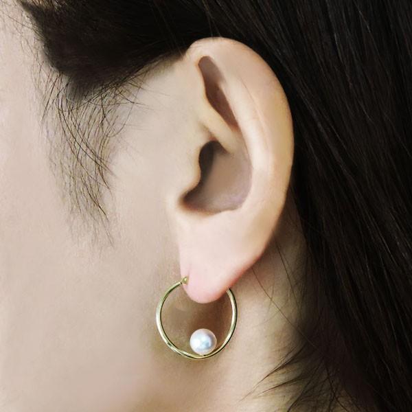 パール ピアス 18金 18k フープ型 ツイスト加工 デザイン あこや本真珠