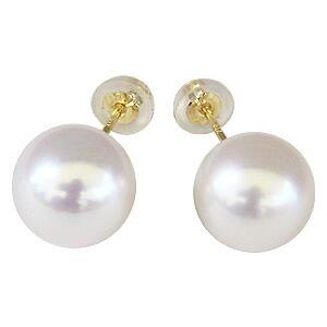 パール ピアス 18金 18k 普段使い 真珠 大珠 9mm あこや本真珠