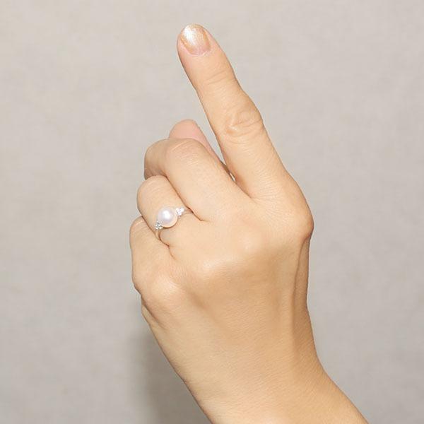 パールリング 普段使い 8mm ホワイトゴールド k18 本真珠 あこや 指輪