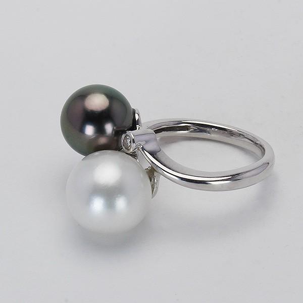パールリング 真珠リング 真珠 指輪 タヒチ黒蝶真珠 南洋白蝶真珠 8mm