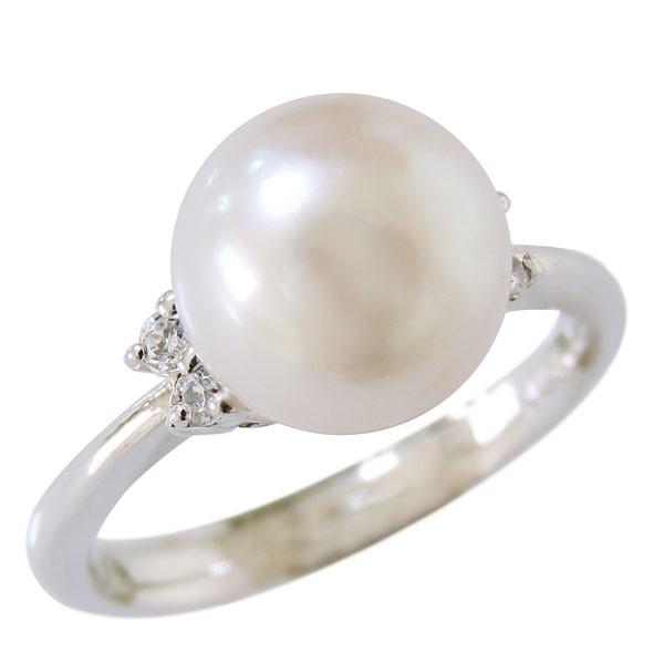 パール リング 普段使い プラチナ 真珠指輪 本真珠 あこや オーロラ花