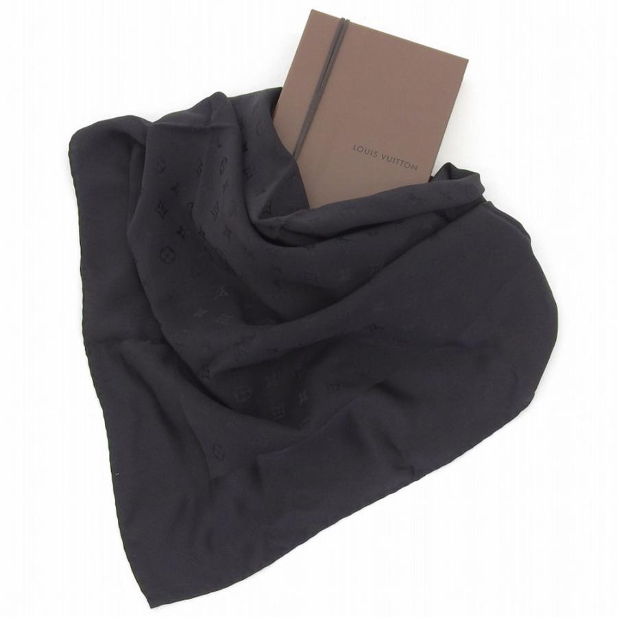 LOUIS VUITTON（ルイ・ヴィトン） モノグラム スカーフ シルク 黒 本物