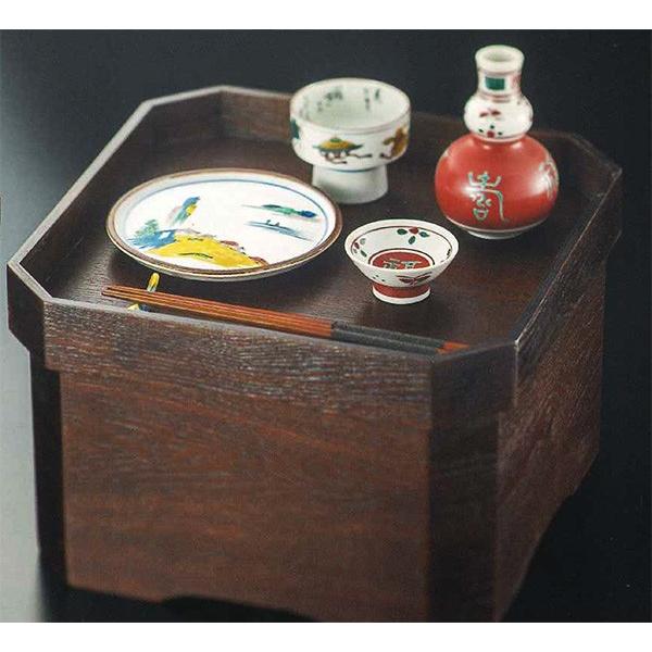 箱膳 隅切 お膳 漆塗り 木製 漆器 茶櫃 お盆 道具入れ 食事 和 食器