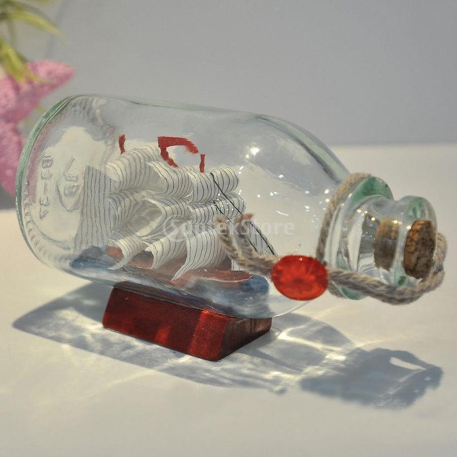 ガラス海賊船帆船希望ドリフトボトルのホームオフィスのインテリア