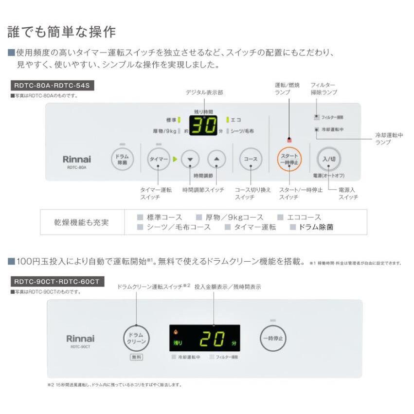 乾太くん RDTC-90CT 都市ガス リンナイ 業務用 衣類乾燥機： 幹太くん