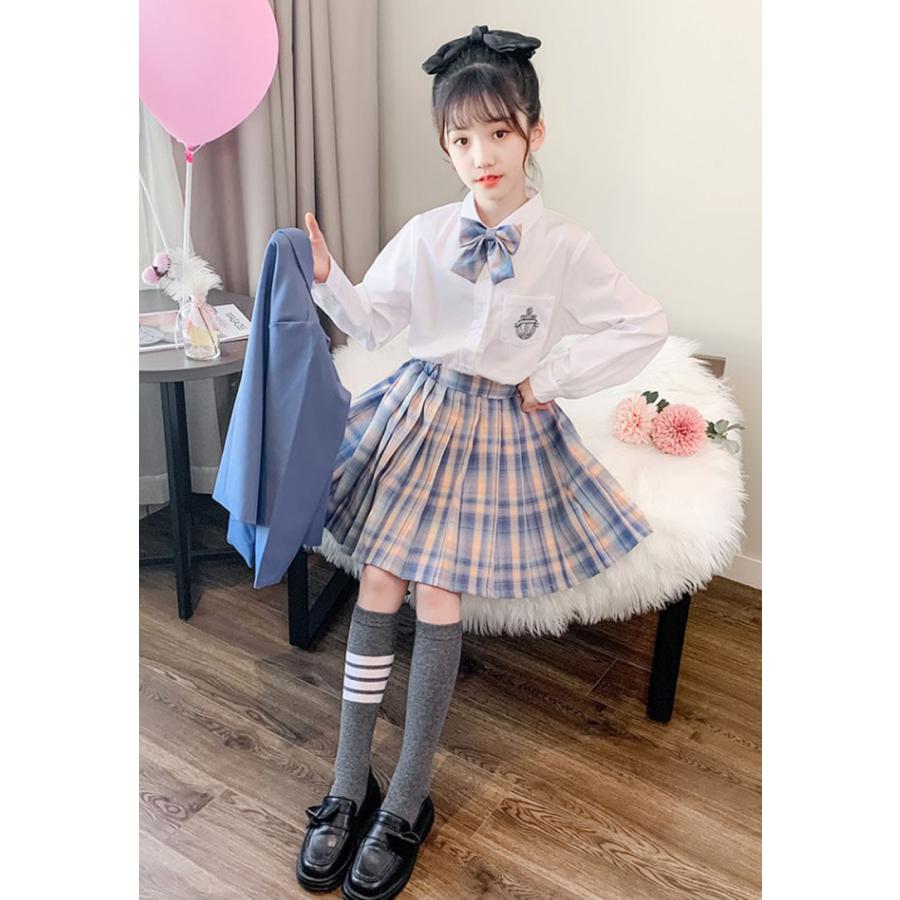 卒業式 スカートスーツ 女の子 スーツ 4点セット チェック柄 韓国 入学