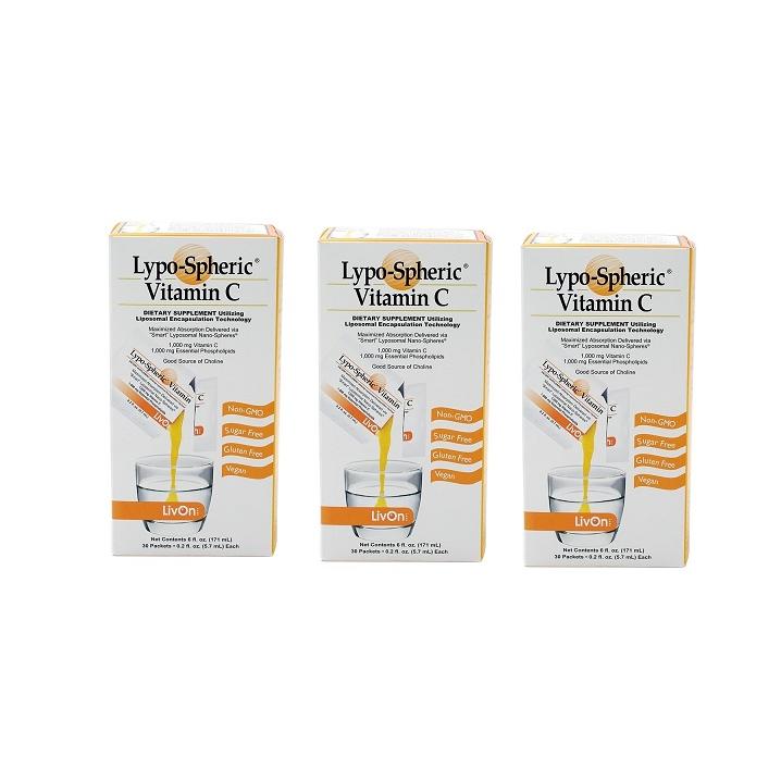 LivOn Labs リポスフェリック ビタミンC 1000mg 30個入り 包み 3セット
