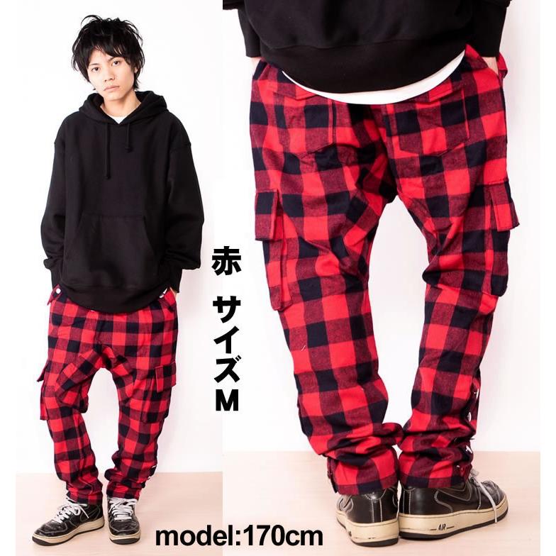 サルエルパンツ メンズ サルエル チェック B024 : スピードオレンジ