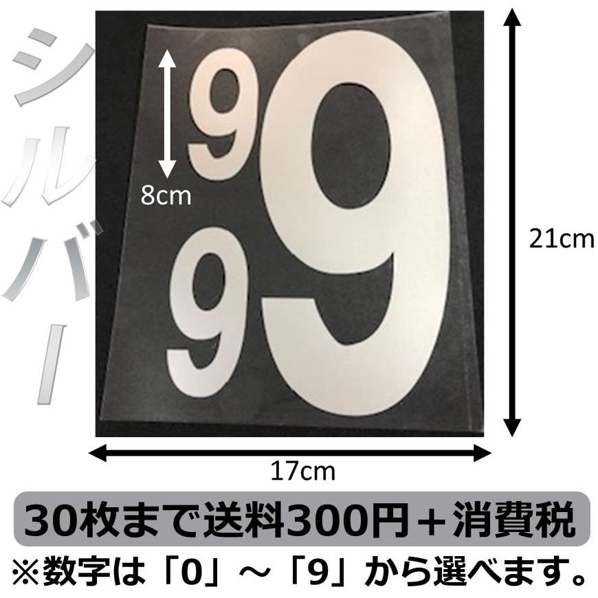 背番号3点セット銀20cm アイロン転写用カット済みラバーシート : ポリ