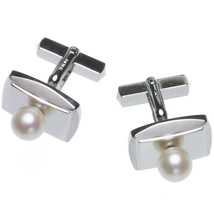 パール カフスボタン 高級 淡水真珠 本真珠 カフス カフリンクス 約7.0