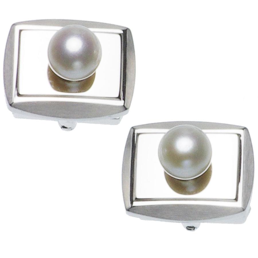 パール カフスボタン 高級 淡水真珠 本真珠 カフス カフリンクス 約7.0