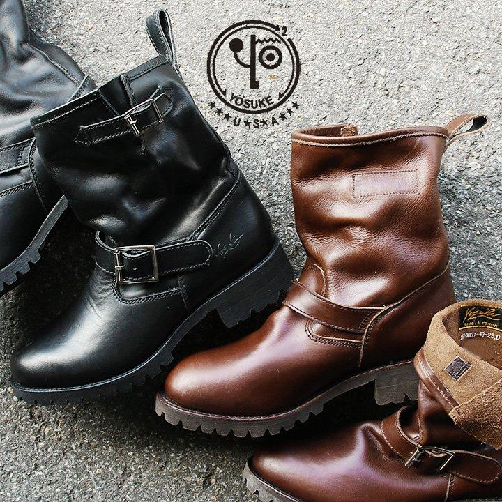 PATY エンジニアブーツ 本革 ショート ミドル ブーツ レザー
