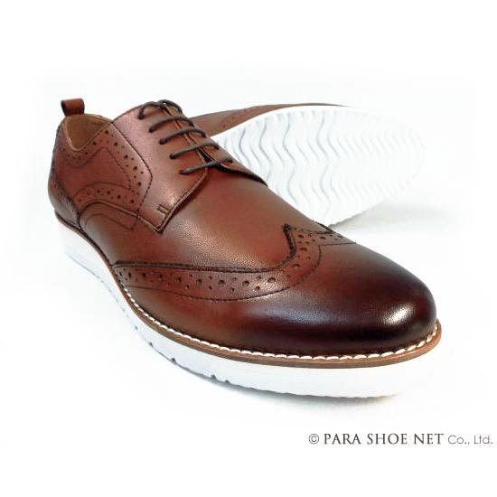 PARASHOE 本革 ウィングチップ ビジネスカジュアルシューズ 厚底白