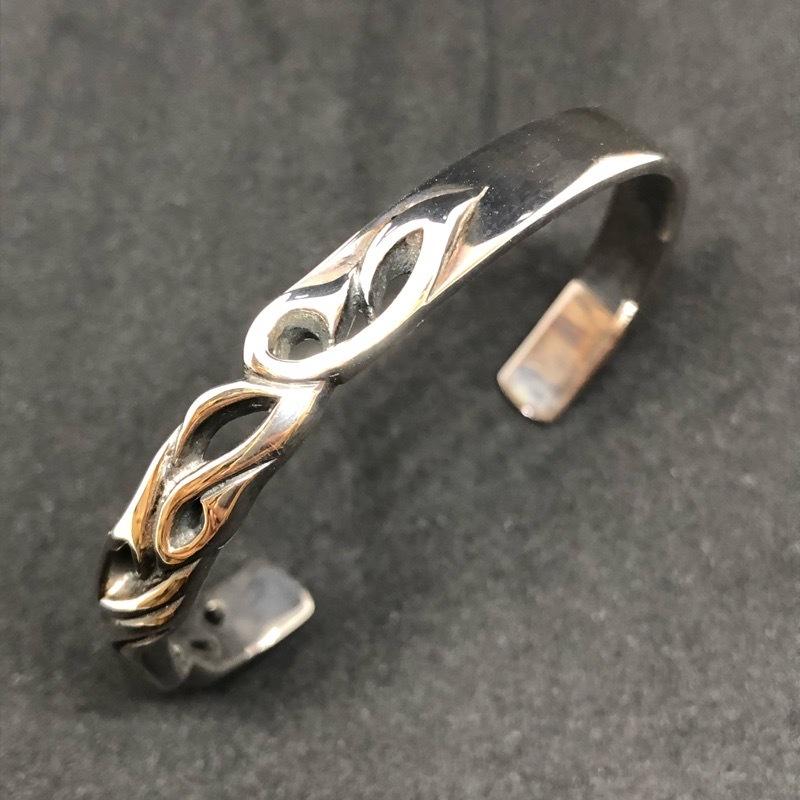 SV925 バングル ブレスレット シルバー 925 ハーフ トライバル 8mm 幅