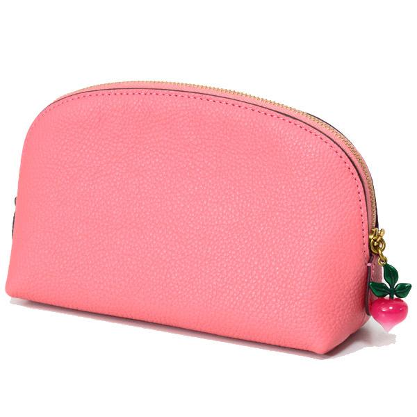 COACH（コーチ） コスメポーチ ぺブルレザー ロゴ ラディッシュ