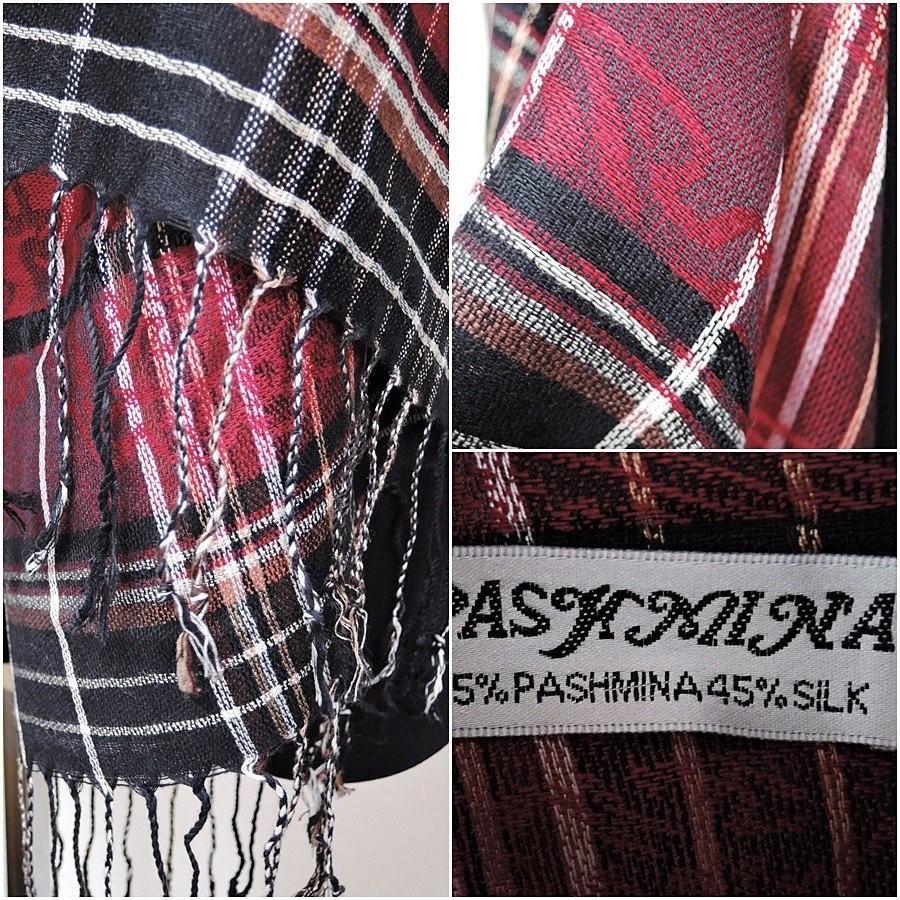 SALE 55％OFF パシュミナストール チェック柄 シルクストール 大判