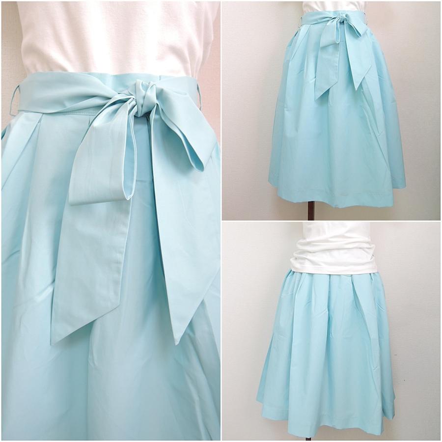 フレアスカート ひざ丈スカート ミモレ丈スカート 水色スカート スカイ