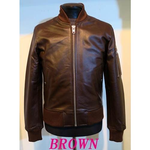 本革MA-1 フライトジャケット 革ジャン レザーブルゾン 牛革 黒