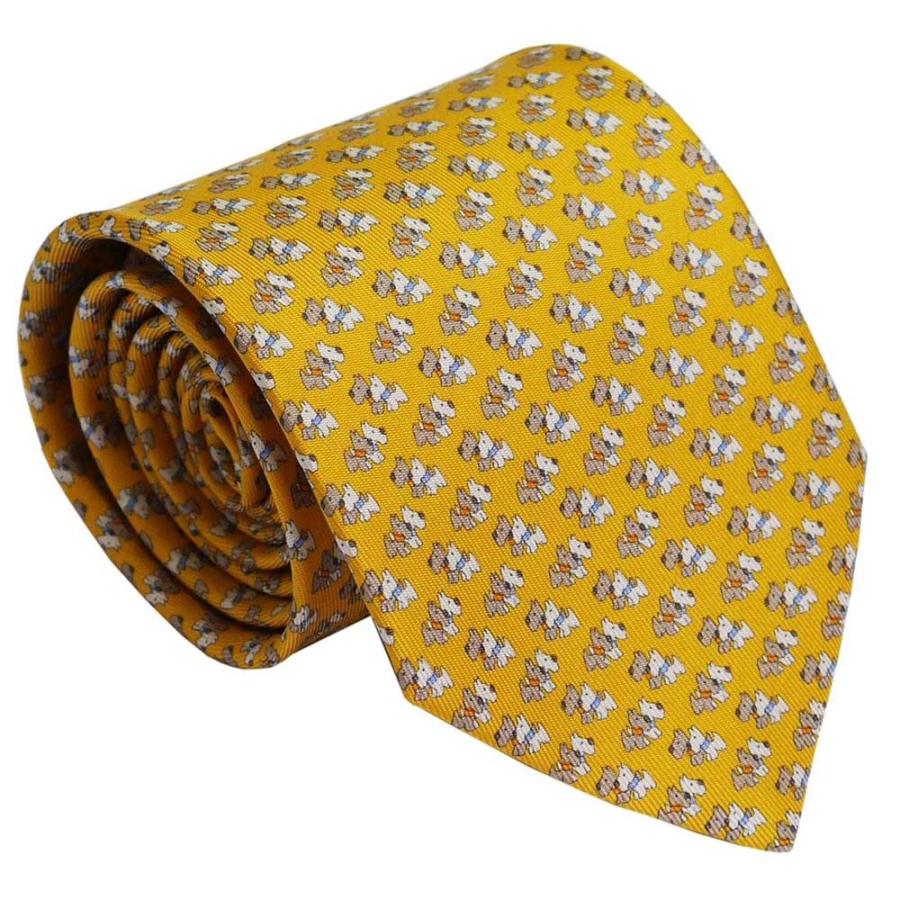 FERRAGAMO（フェラガモ） ネクタイ 702640 イエロー系 犬 ドッグ