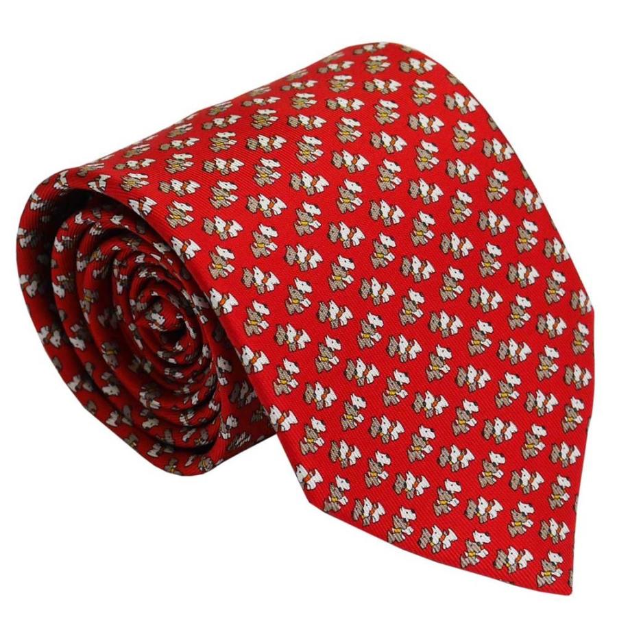 FERRAGAMO（フェラガモ） ネクタイ 702642 レッド系 犬 ドッグ