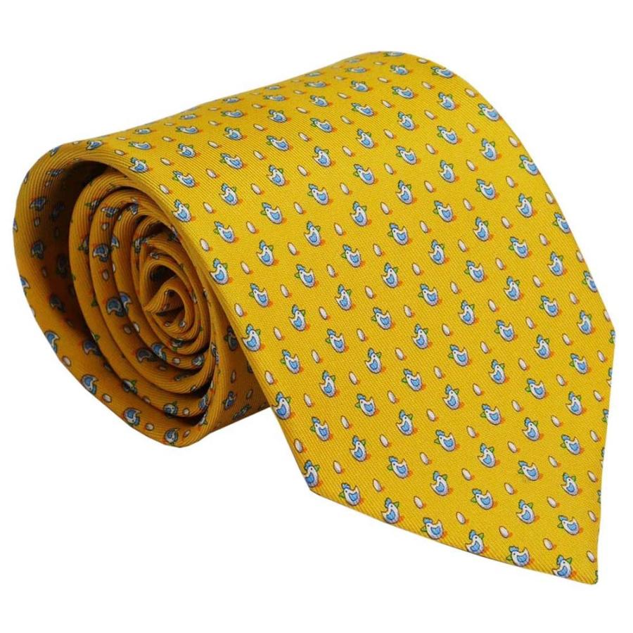 FERRAGAMO（フェラガモ） ネクタイ 702663 イエロー系 ニワトリ 鳥