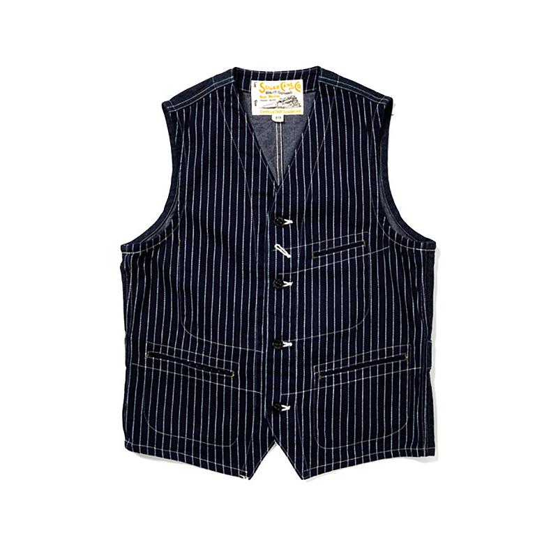 SUGAR CANE シュガーケーン ウォバッシュ ストライプ ベスト メンズ