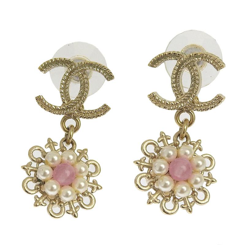 CHANEL（シャネル） ピアス ココマーク フェイクパール GP ピンク