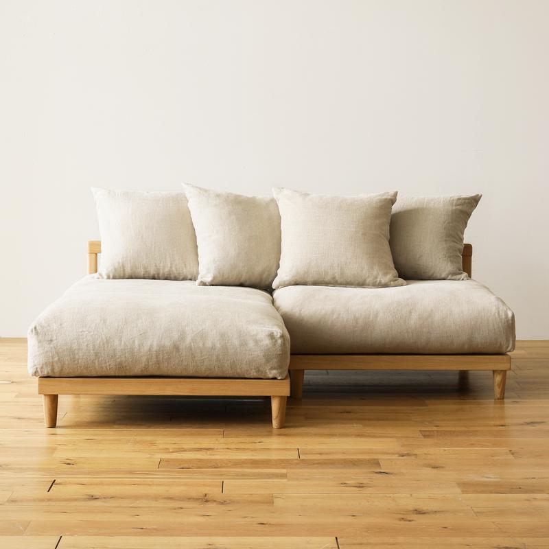 ナチュラルフレーム】 ソファー 2点セット AGRA あぐら カウチ 1.5人