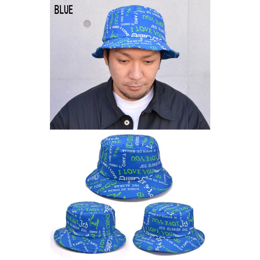 バケットハット 帽子 I LOVE ロゴ 総柄 バケット ハット メンズ