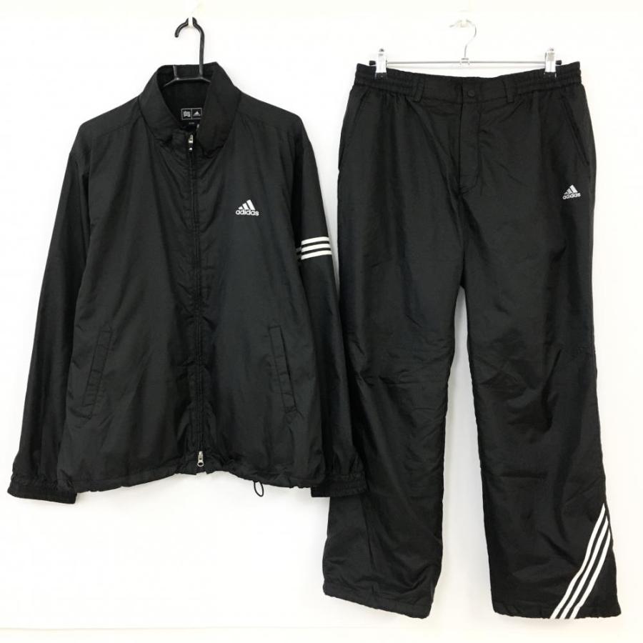 adidas（アディダス） セットアップ(ジャケット×パンツ)黒×白 裏微起毛
