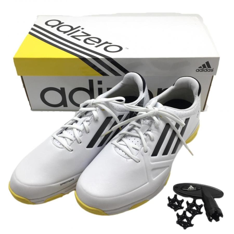 新品】アディダス ゴルフシューズ 白×イエロー O99000 ADIZERO 6-SPIKE