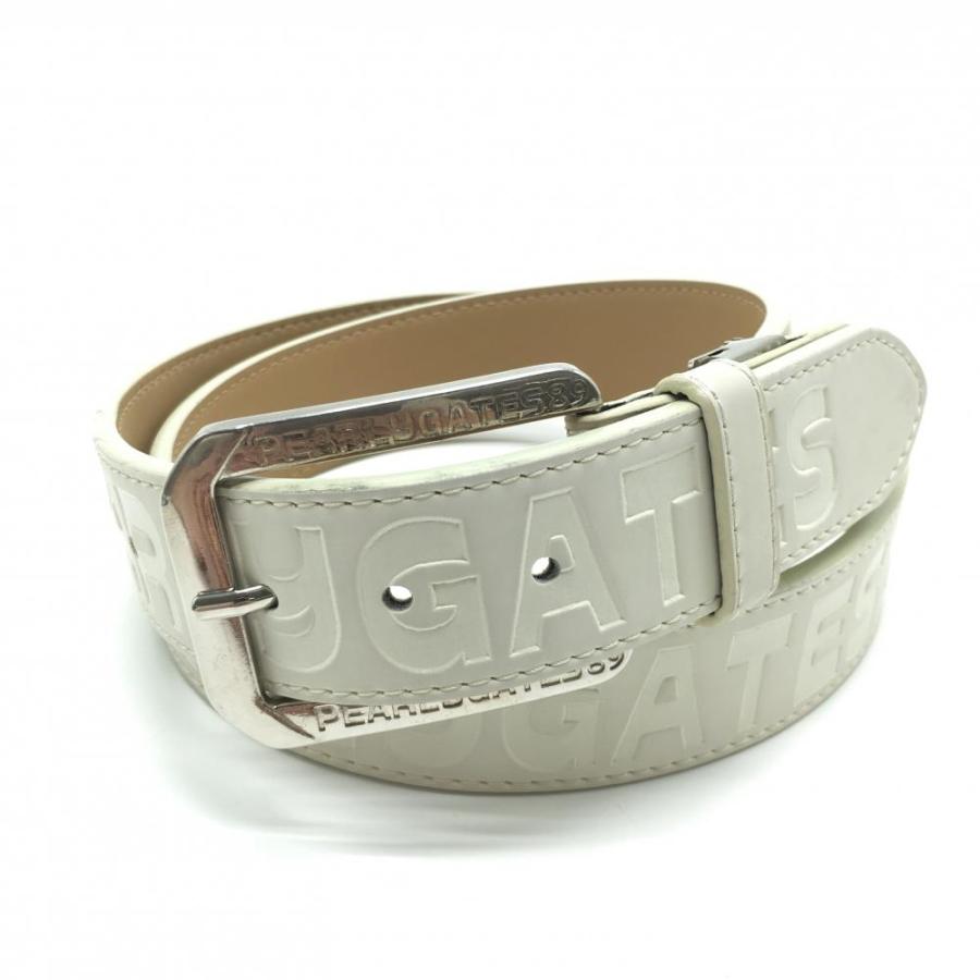 パーリーゲイツ ベルト 白 シルバーバックル 型押し メンズ ゴルフ