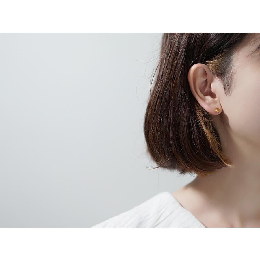 K18 シトリン ローズカット ピアス 美しいく細かいエレガントな