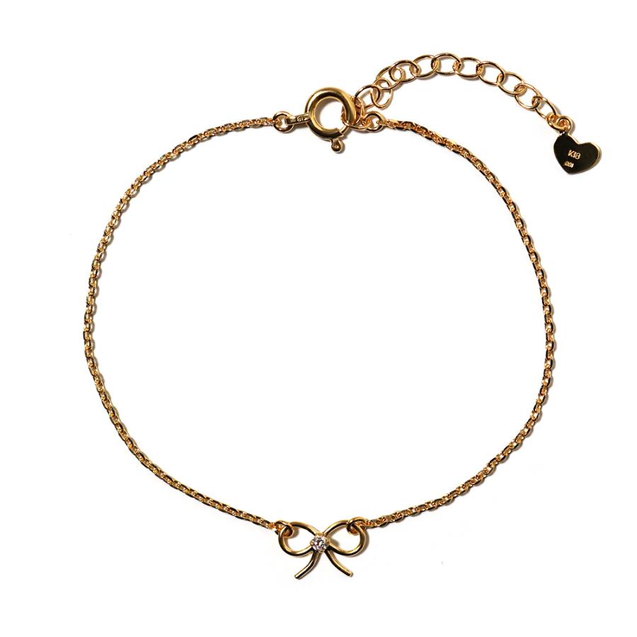 ブレスレット レディース 18K リボン ダイヤ リボンモチーフ 18k 18金