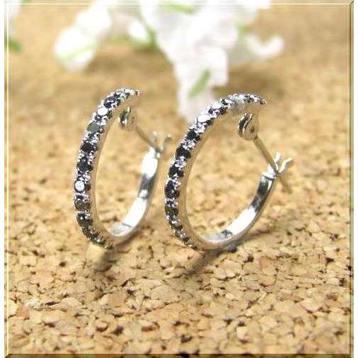 ブラックダイヤ ピアス K10WG ホワイトゴールド ブラックダイヤモンド