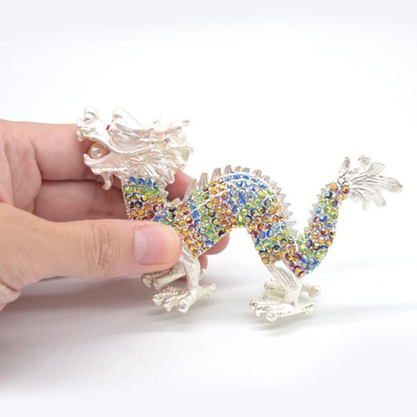 辰 龍の置物 七宝焼き 白 カラフル 6cm 五本爪 玄関 風水インテリア 竜