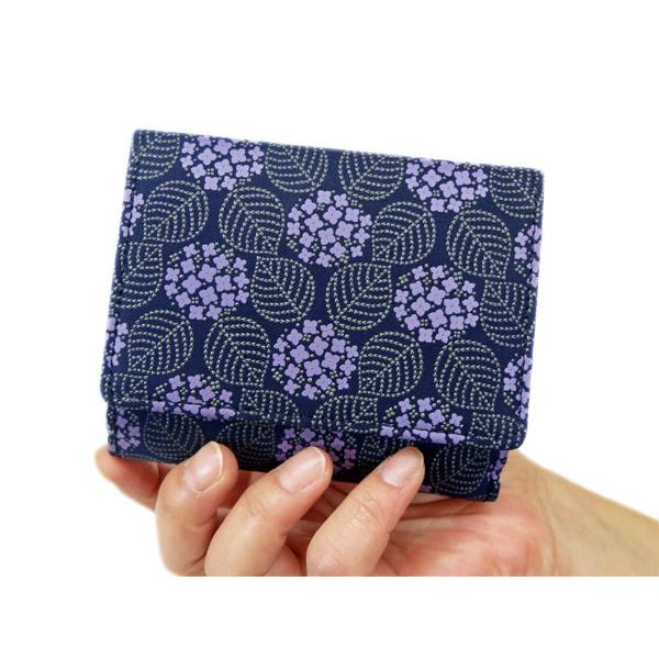 印傳屋（INDEN-YA） 印伝 財布 二つ折り札入 8004 みその 紺地鹿革