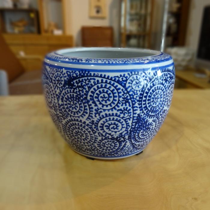 ウッドギャラリー樹 蛸唐草 ミニ火鉢 めだか アンティーク 水鉢 陶器 5