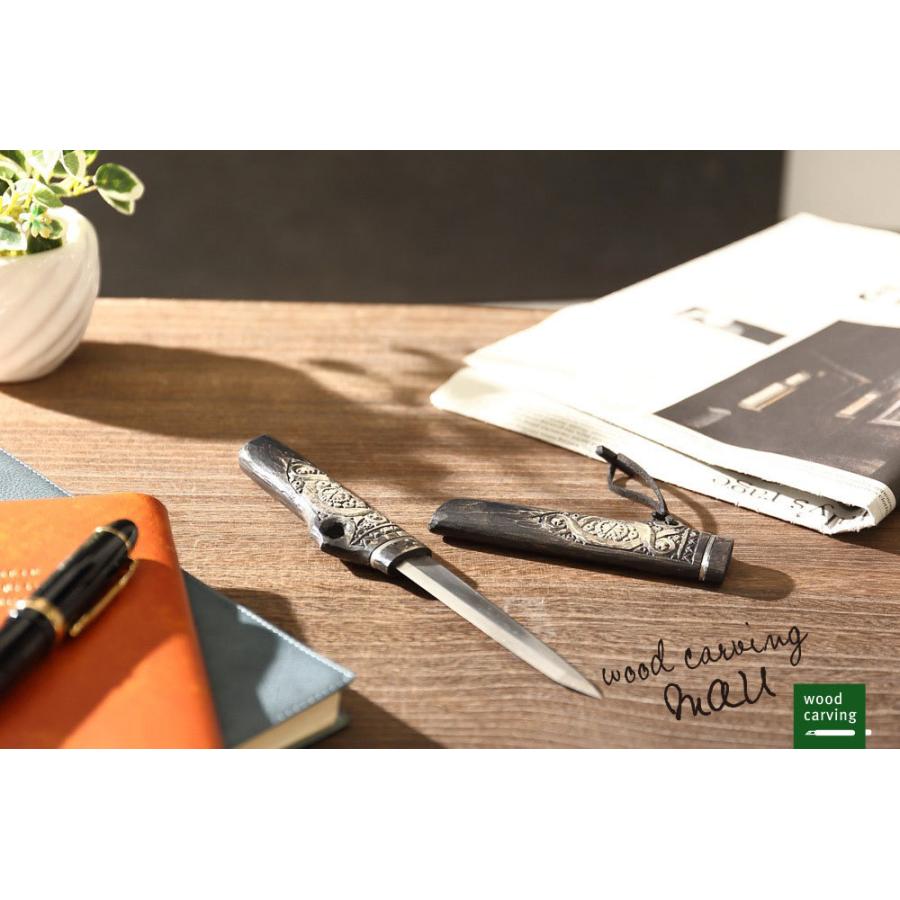 木彫り マキリ中 小刀 受注制作 アウトドアナイフ アイヌ文様